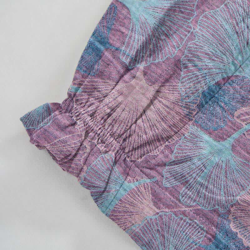 Pantalon de détente en coton à motif de ginkgo vintage Ownkoti - image 8