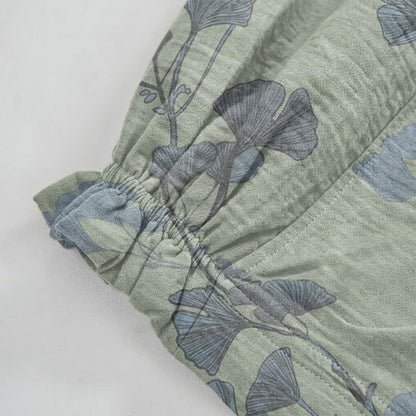 Pantalon de détente en coton Ownkoti rétro à motif botanique de feuille de ginkgo - image 8