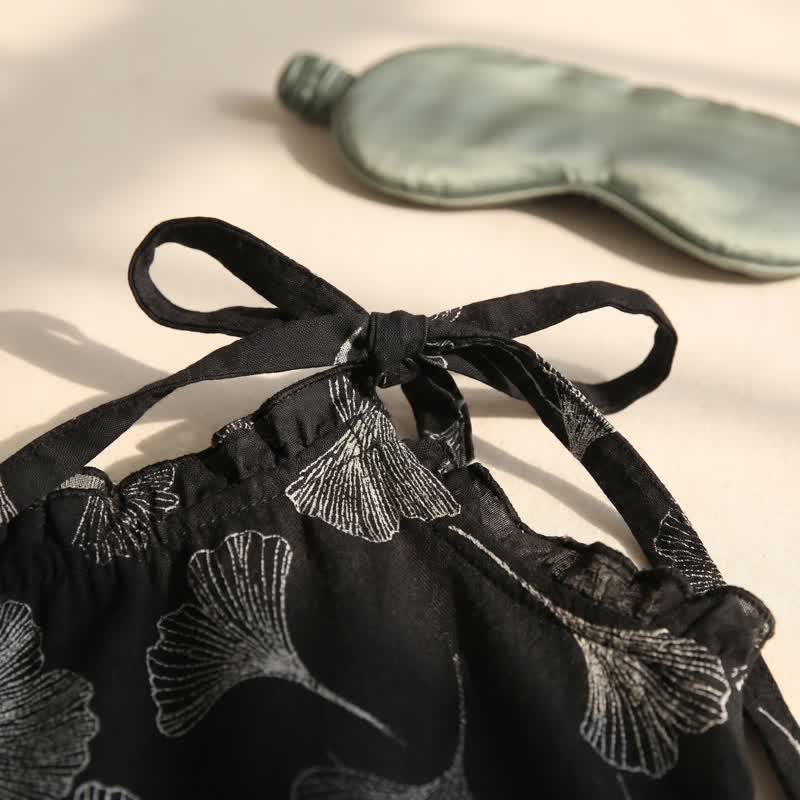 Ensemble de détente Ownkoti Vintage Ginkgo Leaf Cotton Cami Loungewear Set - image 6