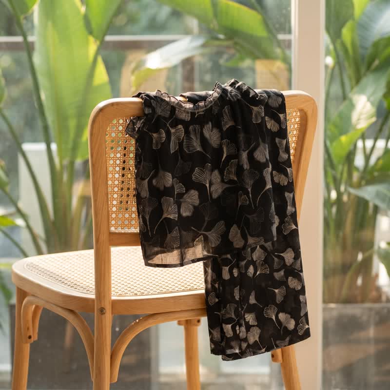Ensemble de détente Ownkoti Vintage Ginkgo Leaf Cotton Cami Loungewear Set - image 5