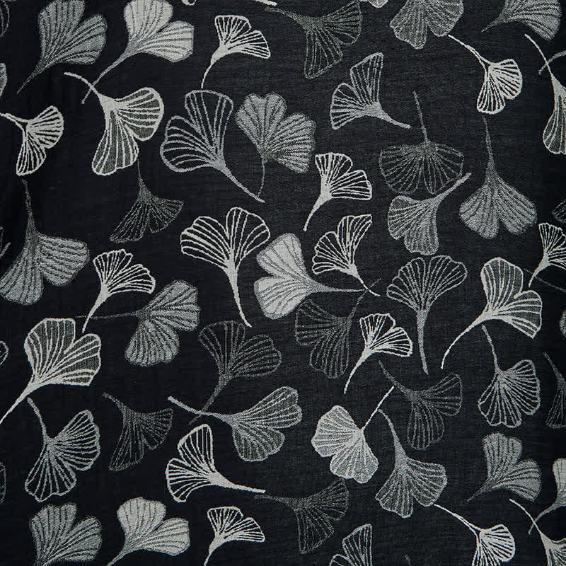 Ensemble de literie réversible en coton Ownkoti Vintage à motif feuille de ginkgo noire - image 7