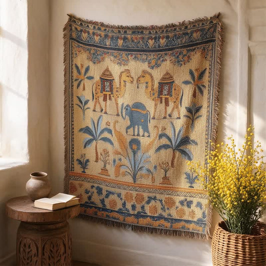 Couverture multi-usages Ownkoti Vintage Camel Elephant - 63" x 51" - image 0
