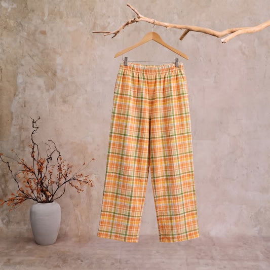 Pantalon de détente en coton à carreaux orange-soda Ownkoti - XL - image 0