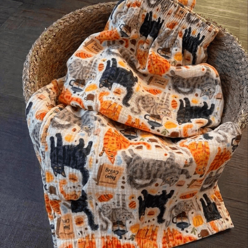 Pantalon de détente en coton Ownkoti avec motif chat orange - image 5