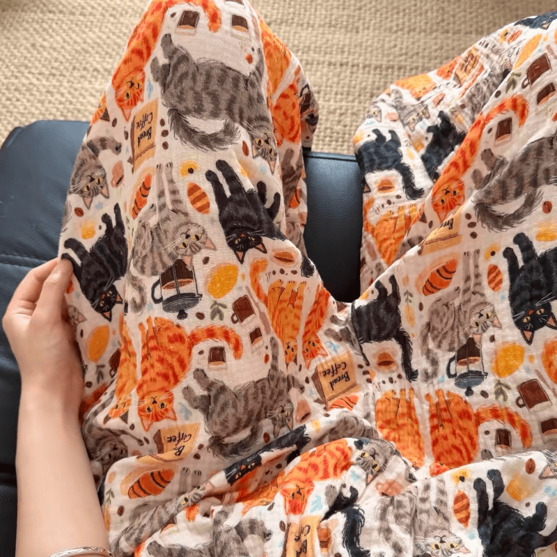 Pantalon de détente en coton Ownkoti avec motif chat orange - image 4