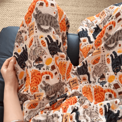 Pantalon de détente en coton Ownkoti avec motif chat orange - image 4