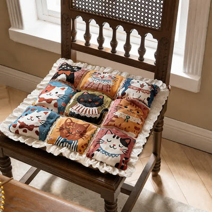 Coussin de chaise en coton à motif dentelle et grille Ownkoti Cat - 16" x 16" - image 0
