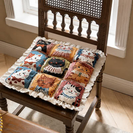 Coussin de chaise en coton à motif dentelle et grille Ownkoti Cat - 16" x 16" - image 0
