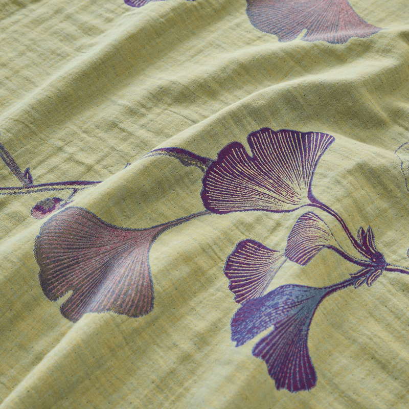 Ensemble de literie réversible en coton à motif feuille de ginkgo rétro Ownkoti - image 11