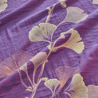 Ensemble de literie réversible en coton à motif feuille de ginkgo rétro Ownkoti - image 5