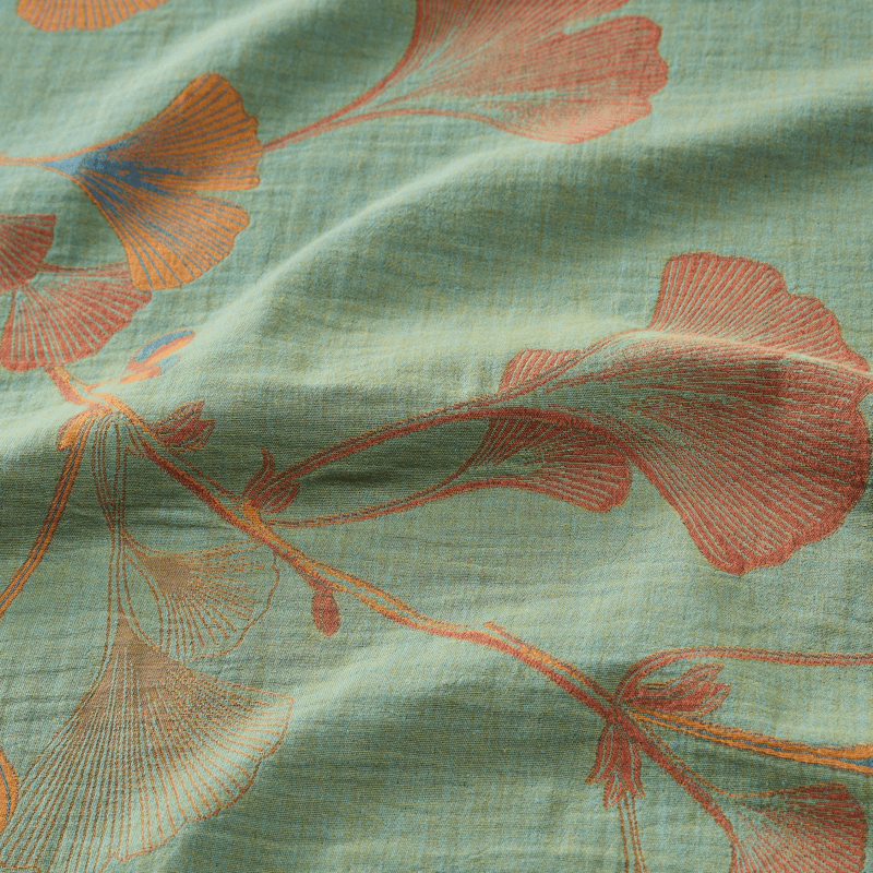 Ensemble de literie réversible en coton à motif feuille de ginkgo rétro Ownkoti - image 17