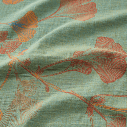 Ensemble de literie réversible en coton à motif feuille de ginkgo rétro Ownkoti - image 17
