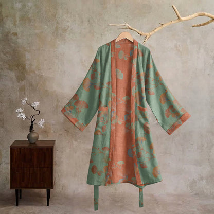 Kimono rétro en coton à feuilles de ginkgo Ownkoti - image 1