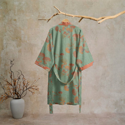 Kimono rétro en coton à feuilles de ginkgo Ownkoti - image 5