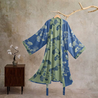 Kimono rétro en coton à feuilles de ginkgo Ownkoti - image 17