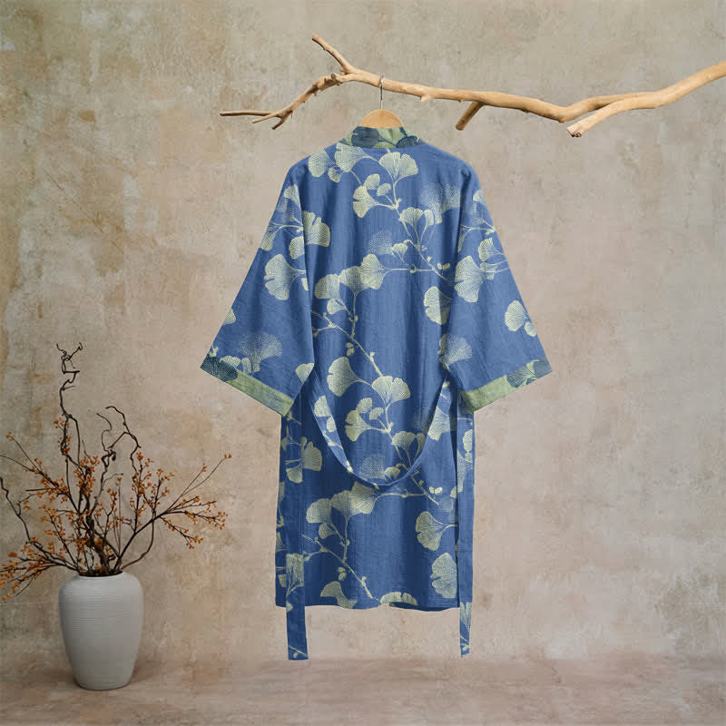 Kimono rétro en coton à feuilles de ginkgo Ownkoti - image 13