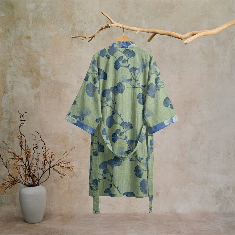 Kimono rétro en coton à feuilles de ginkgo Ownkoti - image 19