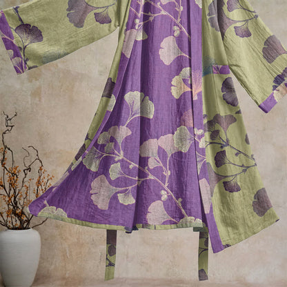 Kimono rétro en coton à feuilles de ginkgo Ownkoti - image 32