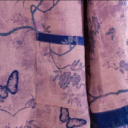Ensemble de détente en coton à motif papillon violet rétro Ownkoti - image 5