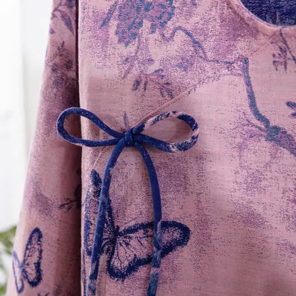 Ensemble de détente en coton à motif papillon violet rétro Ownkoti - image 4