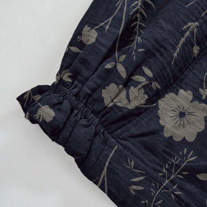Pantalon de détente Ownkoti bleu marine en coton à fleurs sauvages - image 4