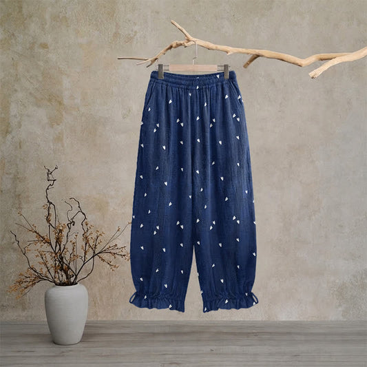 Pantalon de détente Ownkoti bleu marine à imprimé cœur fantaisiste - XL - image 0