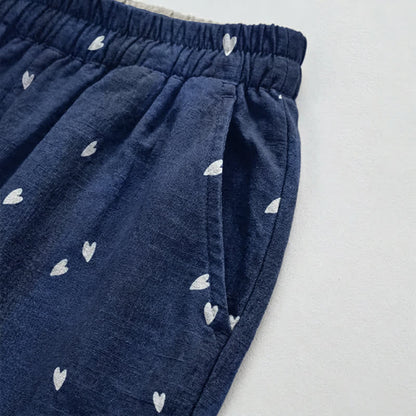 Pantalon de détente Ownkoti bleu marine à imprimé cœur fantaisiste - image 3