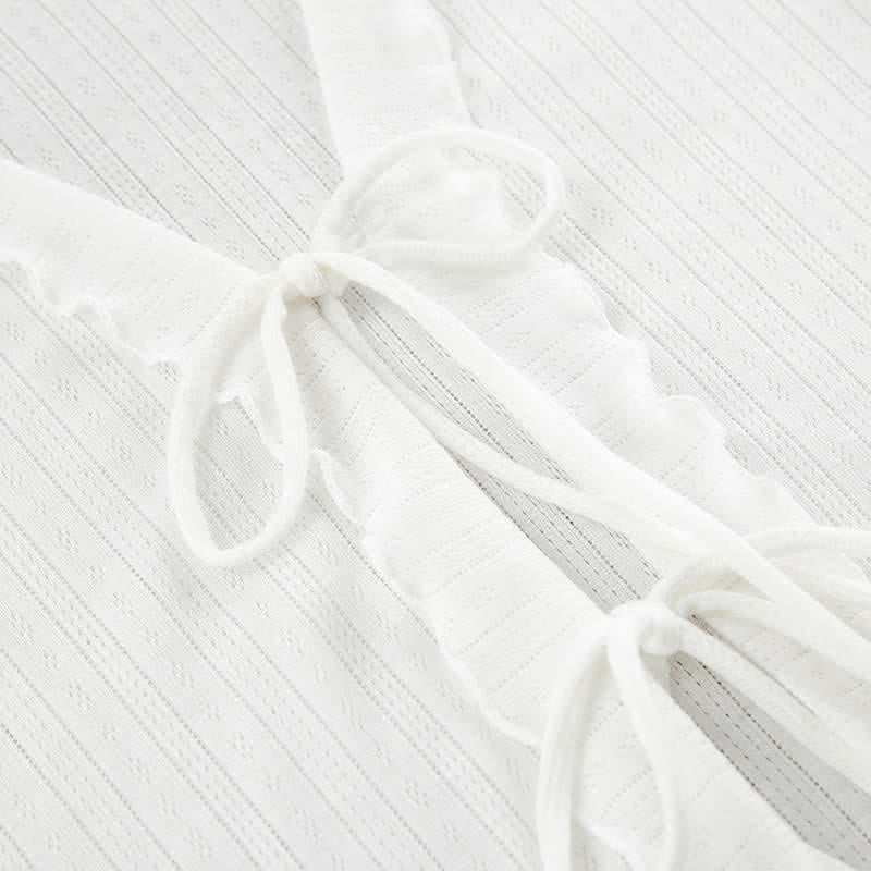 Ensemble de vêtements d'intérieur en coton blanc à volants Ownkoti - image 6