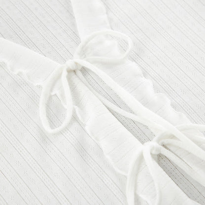 Ensemble de vêtements d'intérieur en coton blanc à volants Ownkoti - image 6