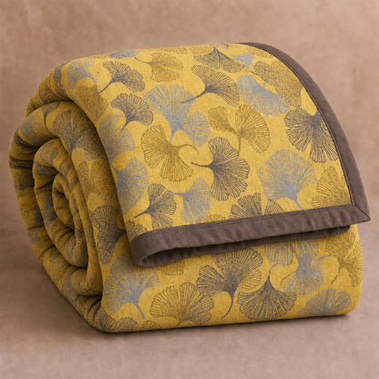 Couverture en coton Ownkoti Golden Ginkgo - Jaune - 90" x 92" - image 0