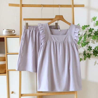 Ensemble lounge en coton avec bordure à volants aériens - Violet - XL - image 13