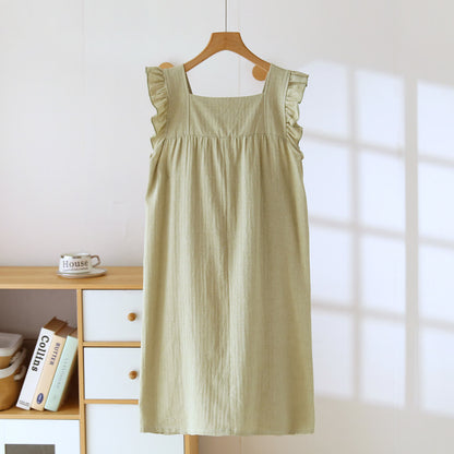 Robe d'intérieur en coton à encolure carrée et volants - image 4