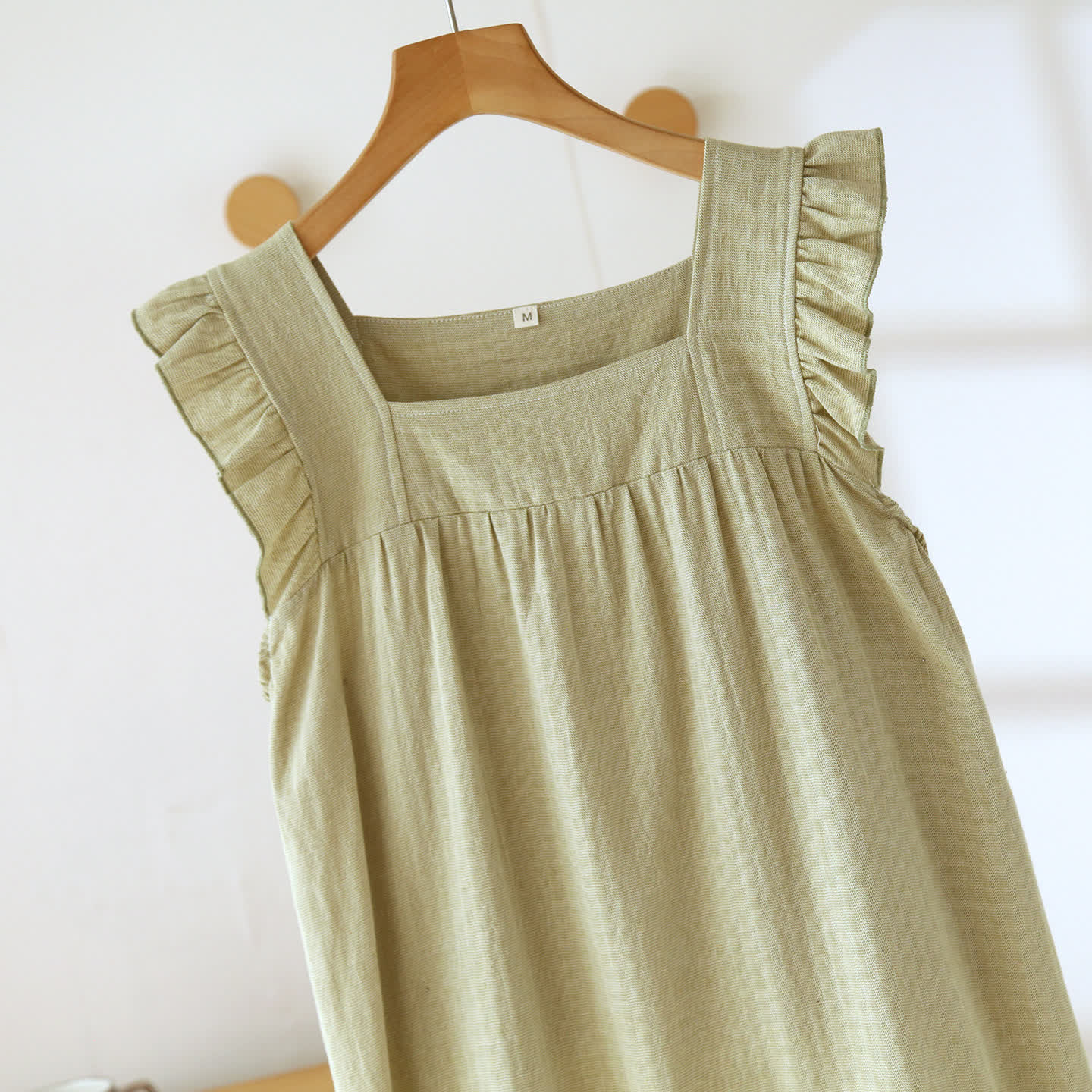 Robe d'intérieur en coton à encolure carrée et volants - image 3