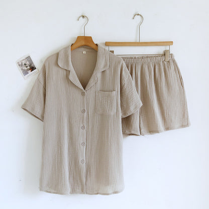 Ensemble de vêtements d'intérieur en gaze de coton avec patte de boutonnage - Gris - Taille XL femme - image 1