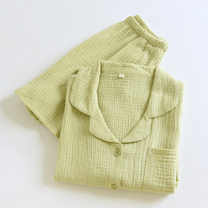 Ensemble de vêtements d'intérieur en gaze de coton avec patte de boutonnage - image 12