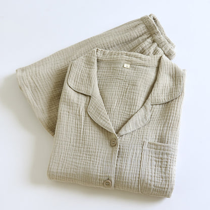 Ensemble de vêtements d'intérieur en gaze de coton avec patte de boutonnage - image 3