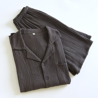 Ensemble de vêtements d'intérieur en gaze de coton avec patte de boutonnage - image 9