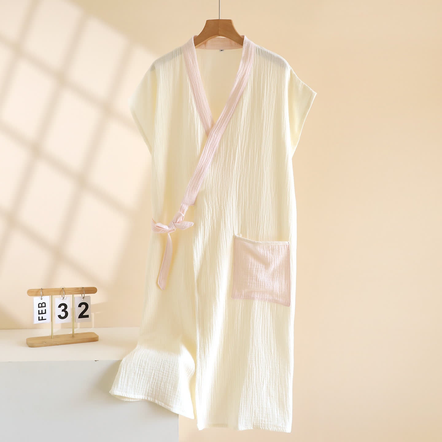 kimono minimaliste en coton - Beige - Taille XL femme - image 12