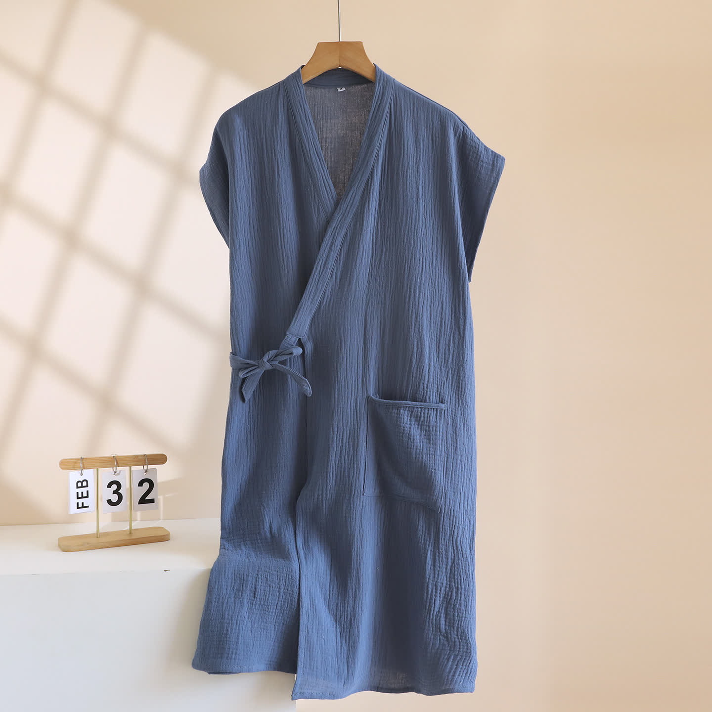 kimono minimaliste en coton - bleu marine - Taille XL homme - image 15