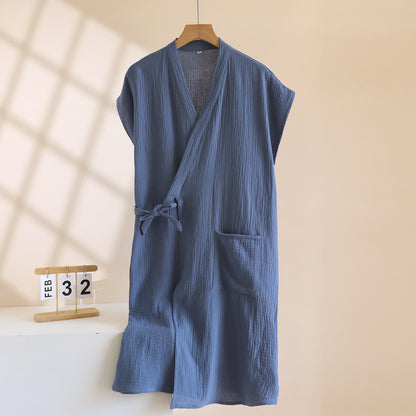 kimono minimaliste en coton - bleu marine - Taille XL homme - image 15