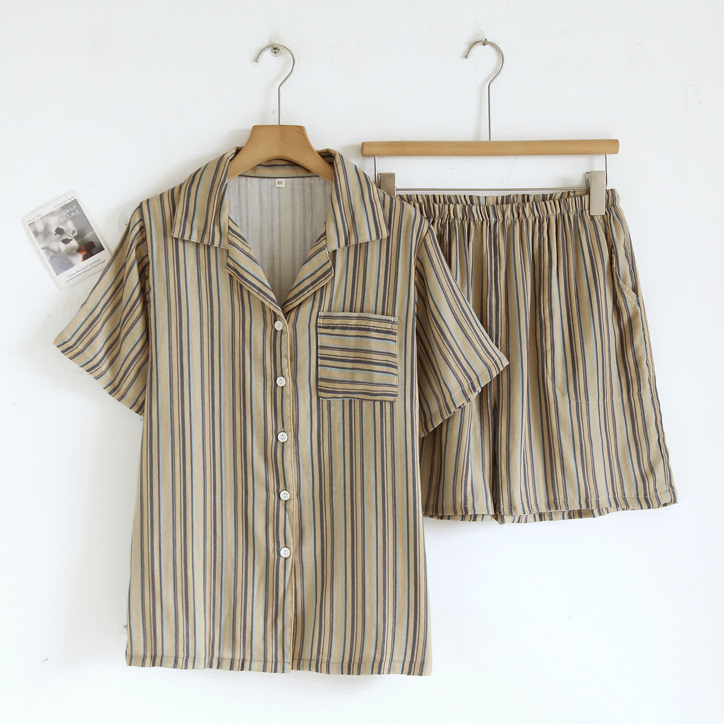 Ensemble de vêtements d'intérieur vintage en coton à bretelles - Beige - XL - image 0