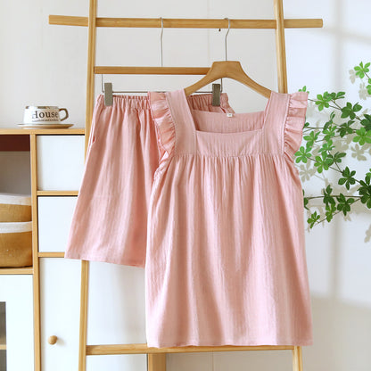 Ensemble lounge en coton avec bordure à volants aériens - Rose - XL - image 2
