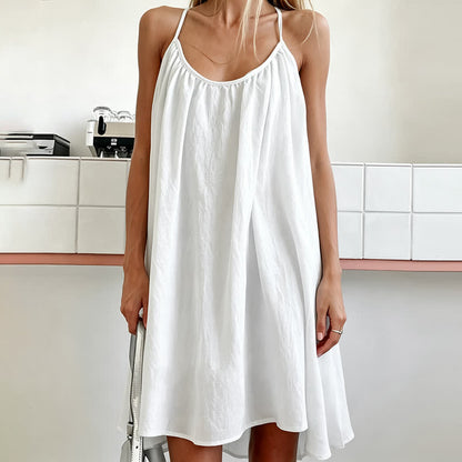robe de plage minimaliste sans manches - Blanc - L - image 3