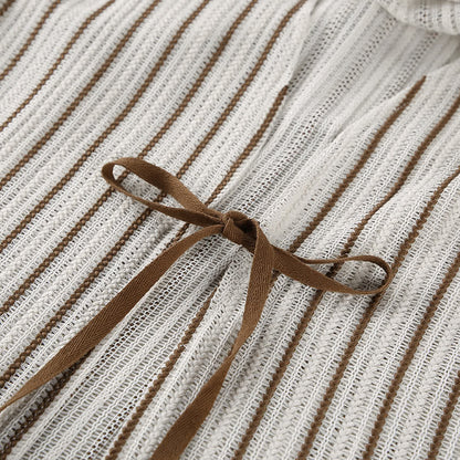 Ensemble de vêtements d'intérieur de villégiature en coton rayé facile à porter - image 6