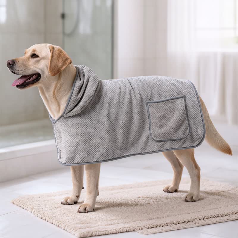 Peignoir pour chien en microfibre unie Ownkoti - Gris - XL - image 4