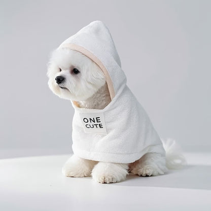 Robe pour chien à capuche en coton éponge blanc Ownkoti - image 1