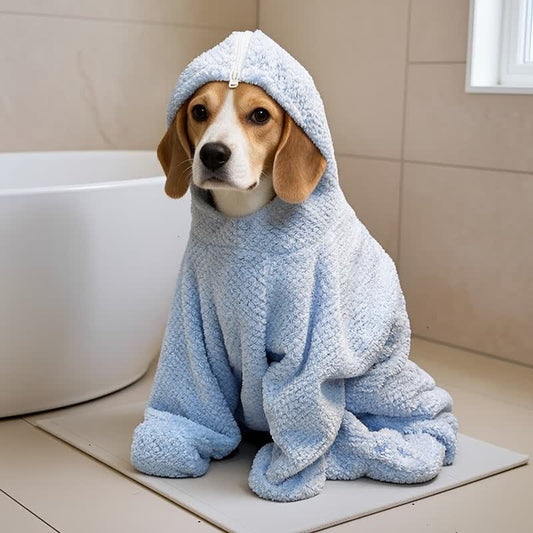 Peignoir pour chien Ownkoti bleu à texture gaufrée - Bleu - 3XL - image 0
