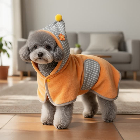 Peignoir de bain pour chien à rayures orange Ownkoti - Orange - XL - image 0