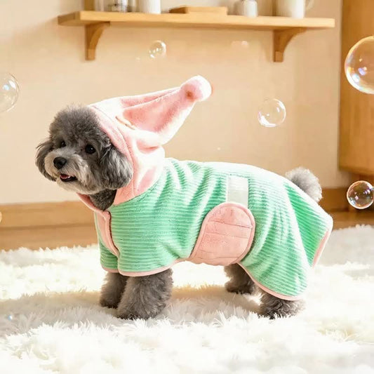 Peignoir pour chien Ownkoti vert menthe et rose à fleurs contrastées - Vert - XL - image 0