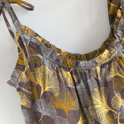 Ensemble de détente Ownkoti rétro en coton à motif feuille de ginkgo - image 6